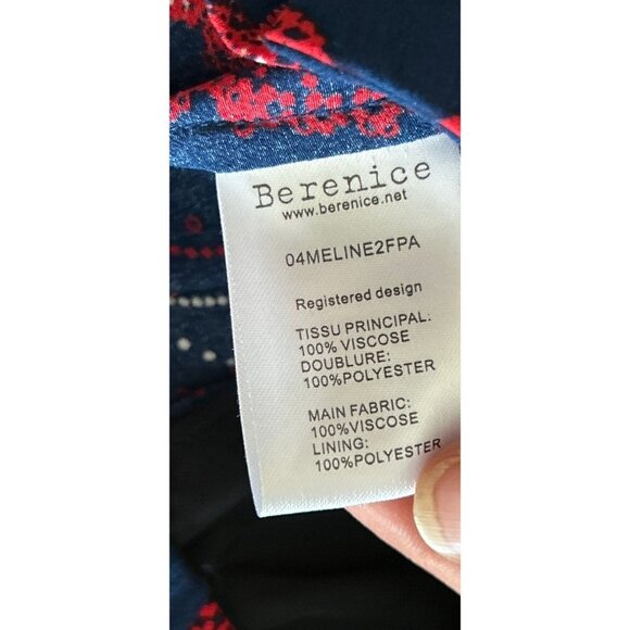 Berenice Size 36 Pants Blue Red Geometric Adjustable Waits - Picture 7 of 8